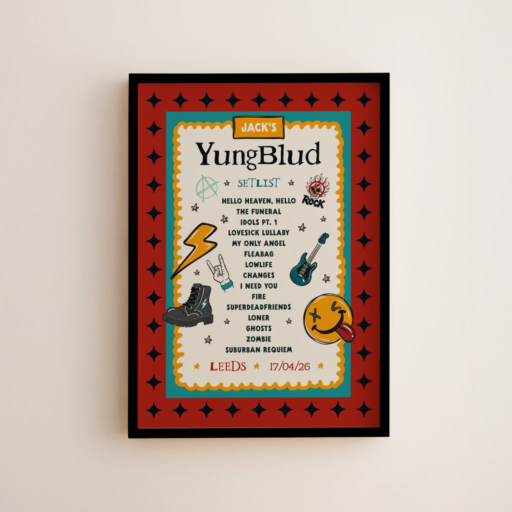 YUNGBLUD Personalised Setlist Print