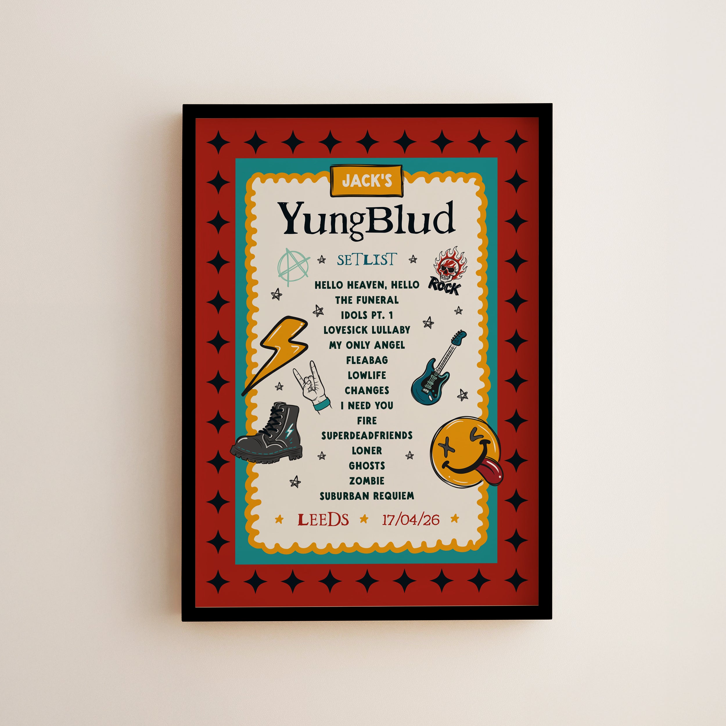 YUNGBLUD Personalised Setlist Print