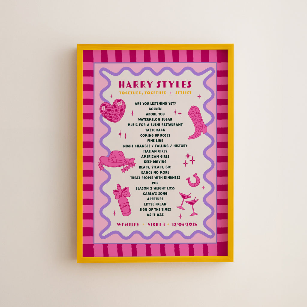 Harry Styles Tour Setlist Print