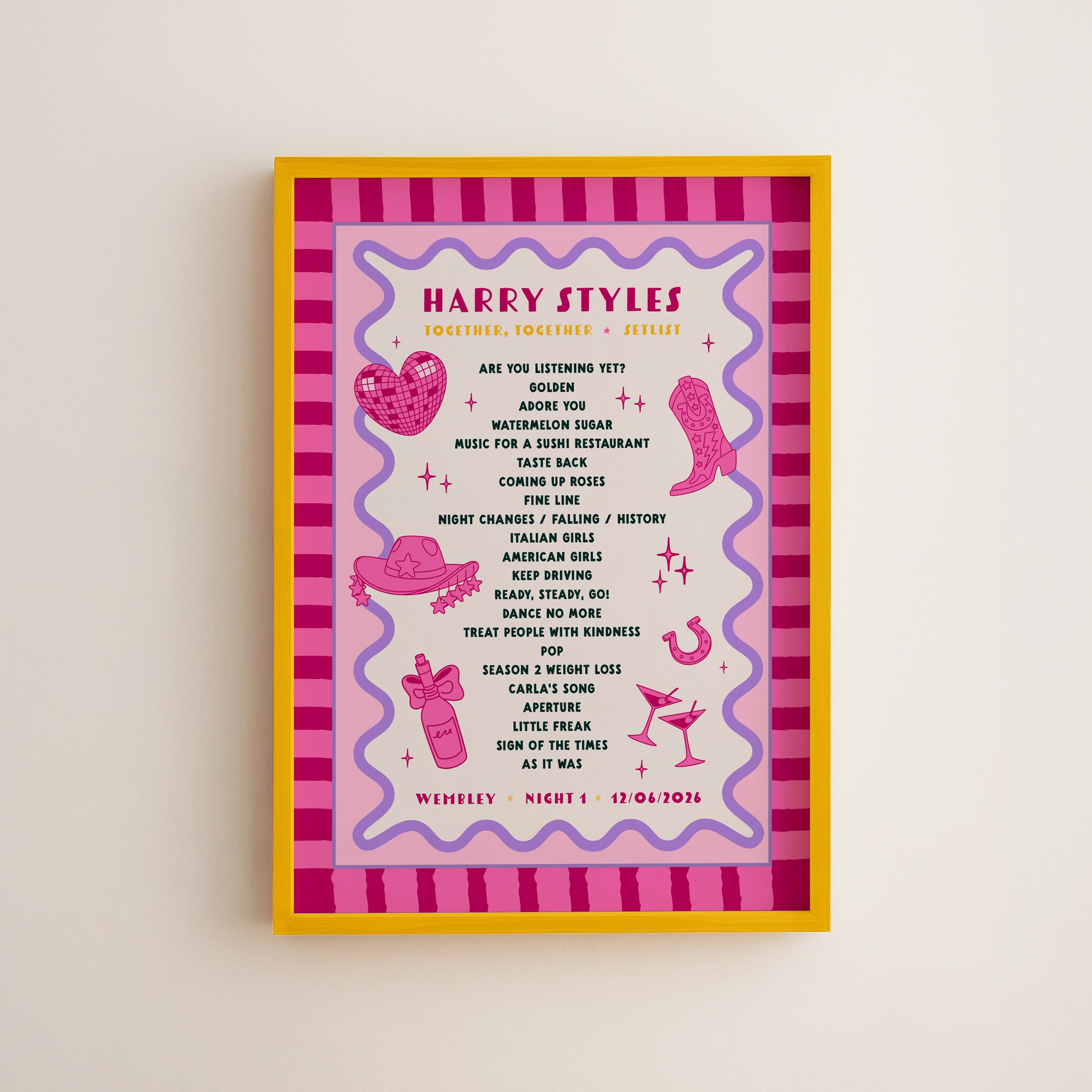 Harry Styles Tour Setlist Print