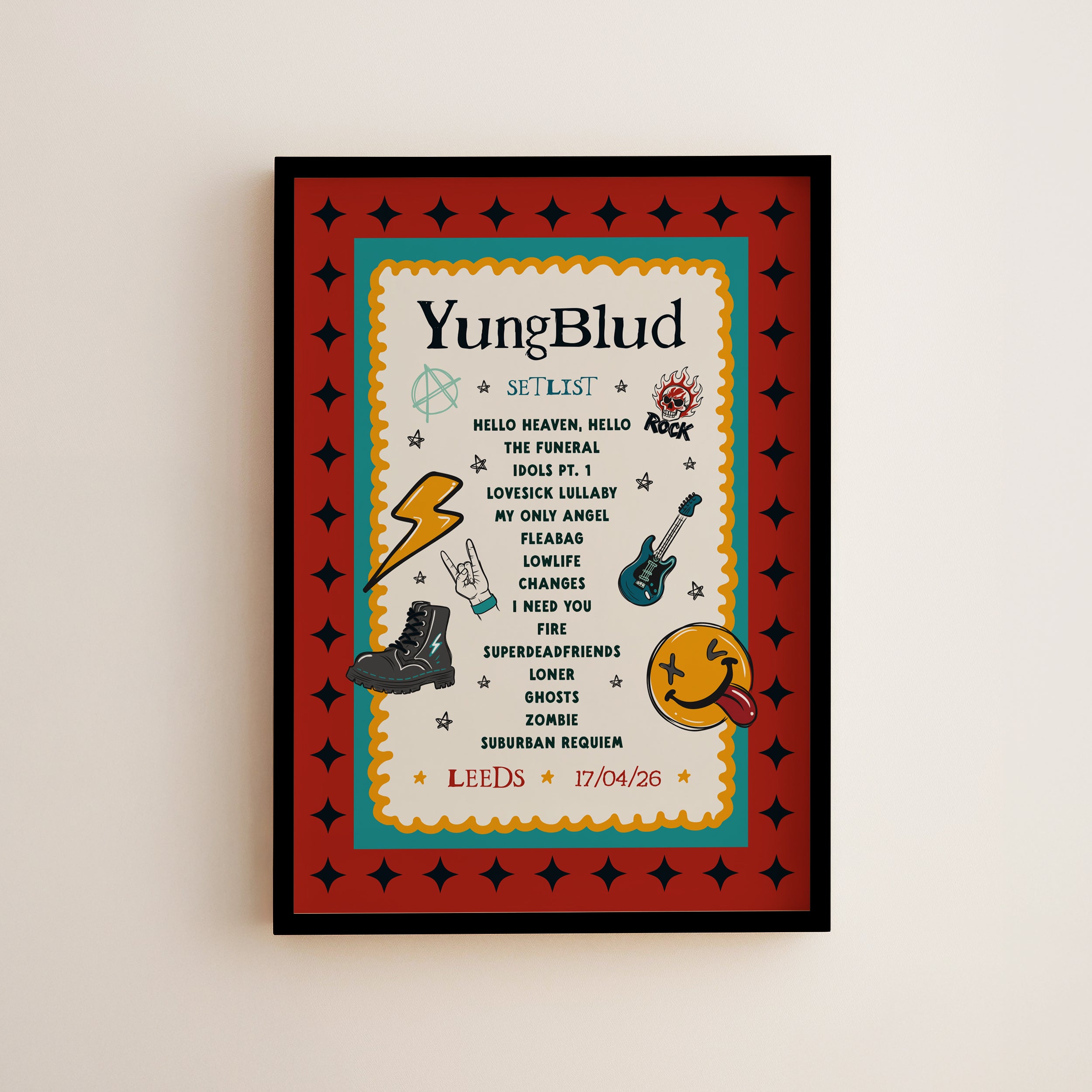 YUNGBLUD Personalised Setlist Print