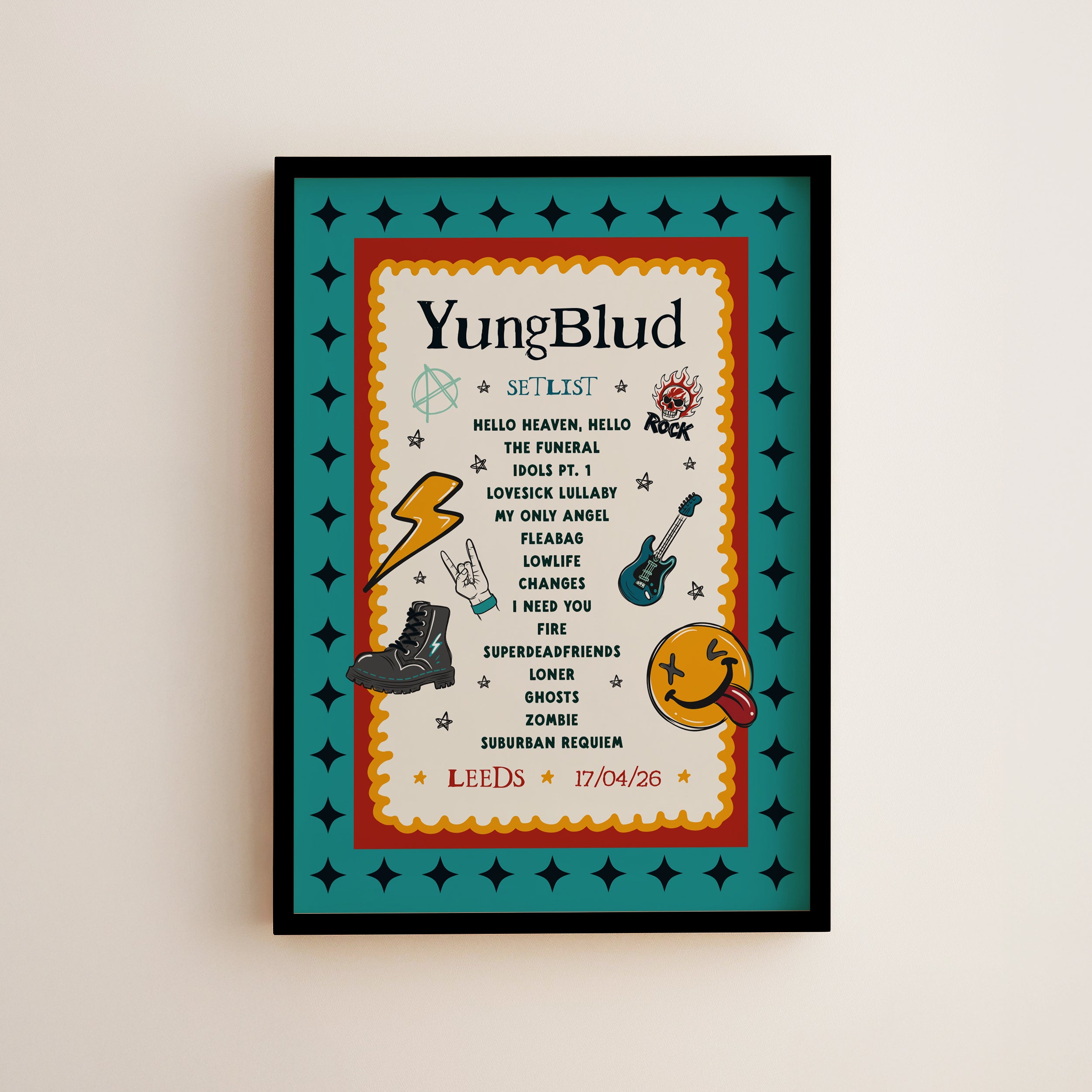 YUNGBLUD Personalised Setlist Print