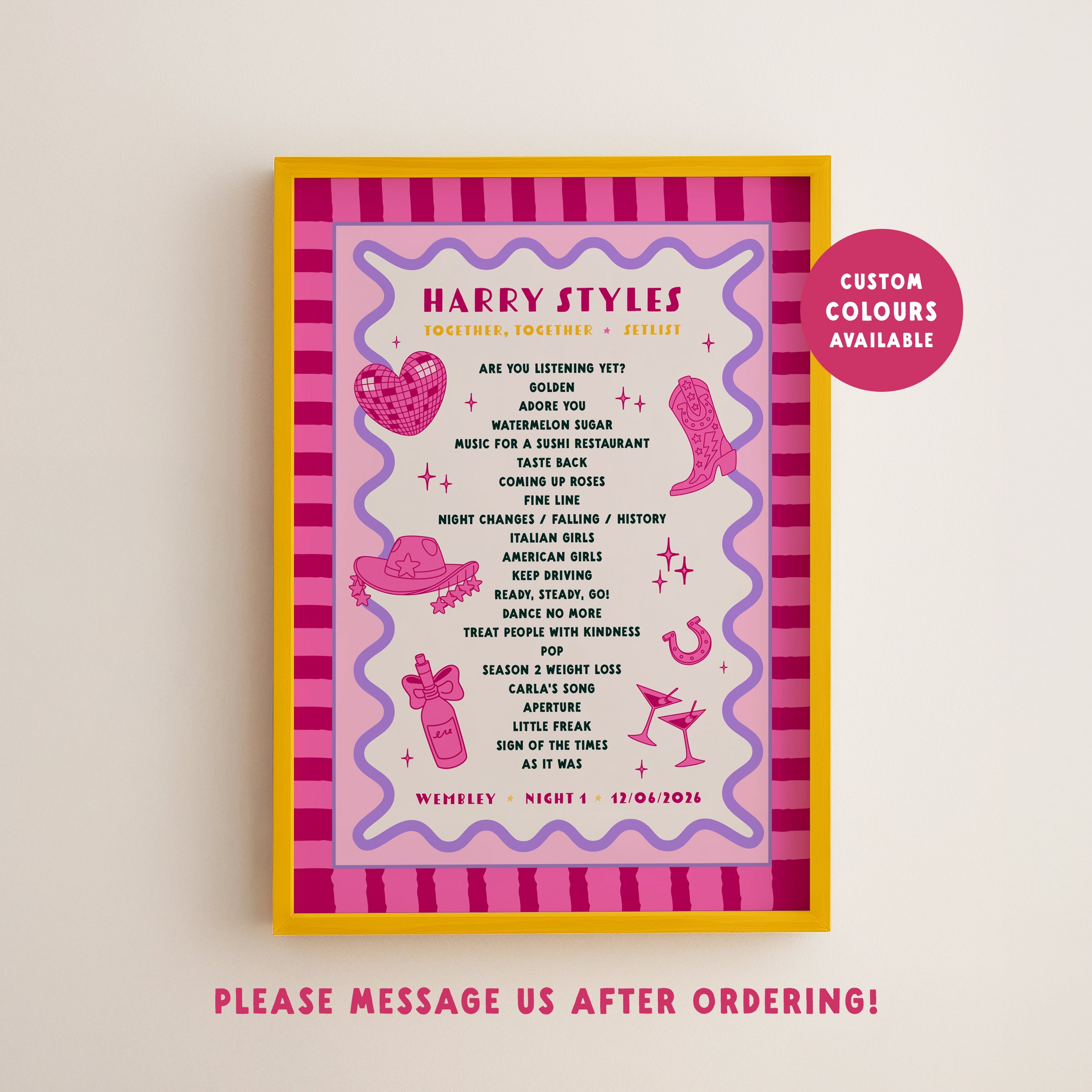 Harry Styles Tour Setlist Print