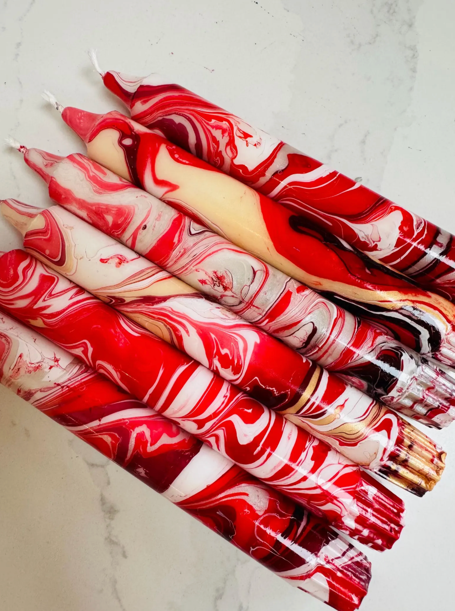 Red Marble Candle